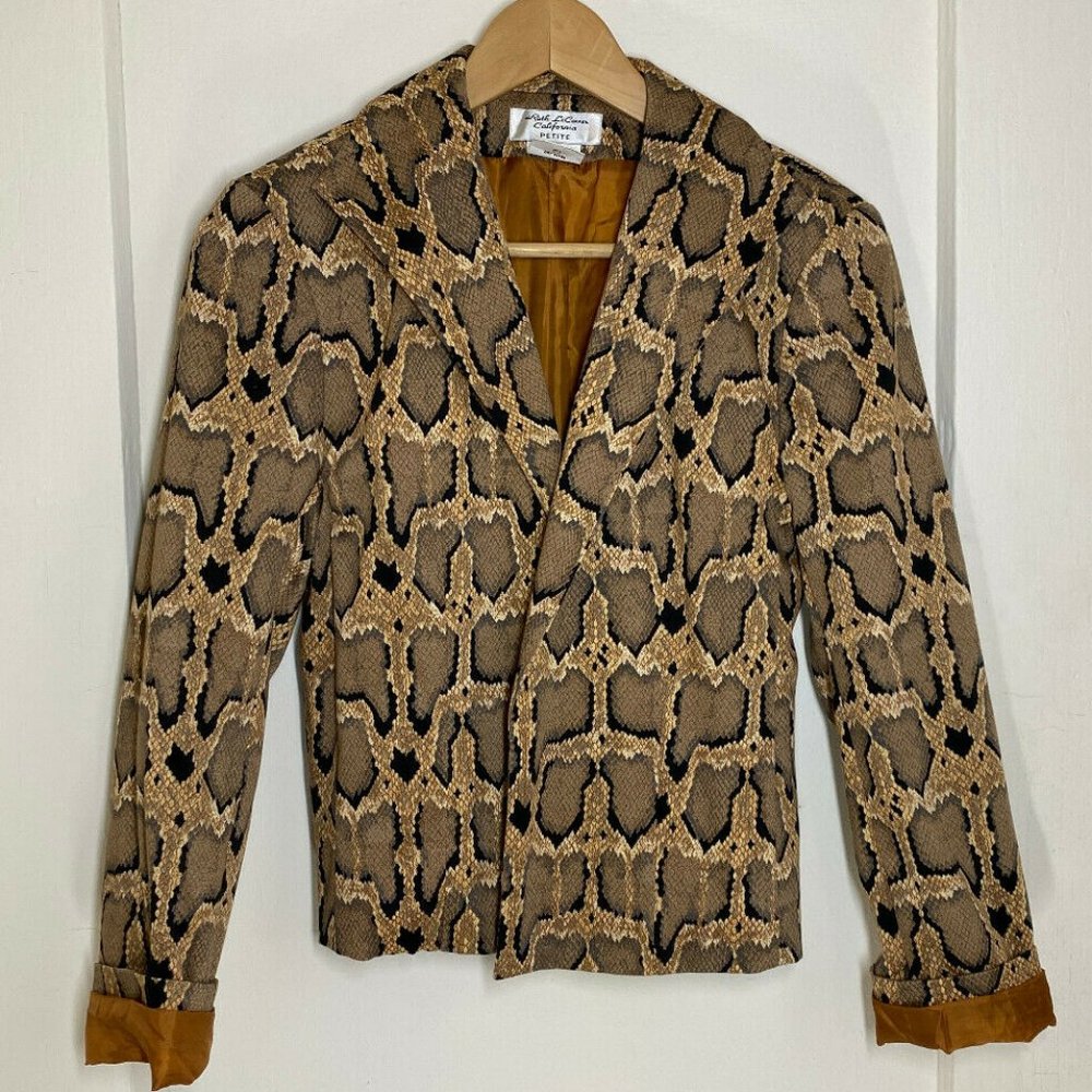 Roth LeCoven California Snake Print Lined Women's Blazer Jacket 8 Petite